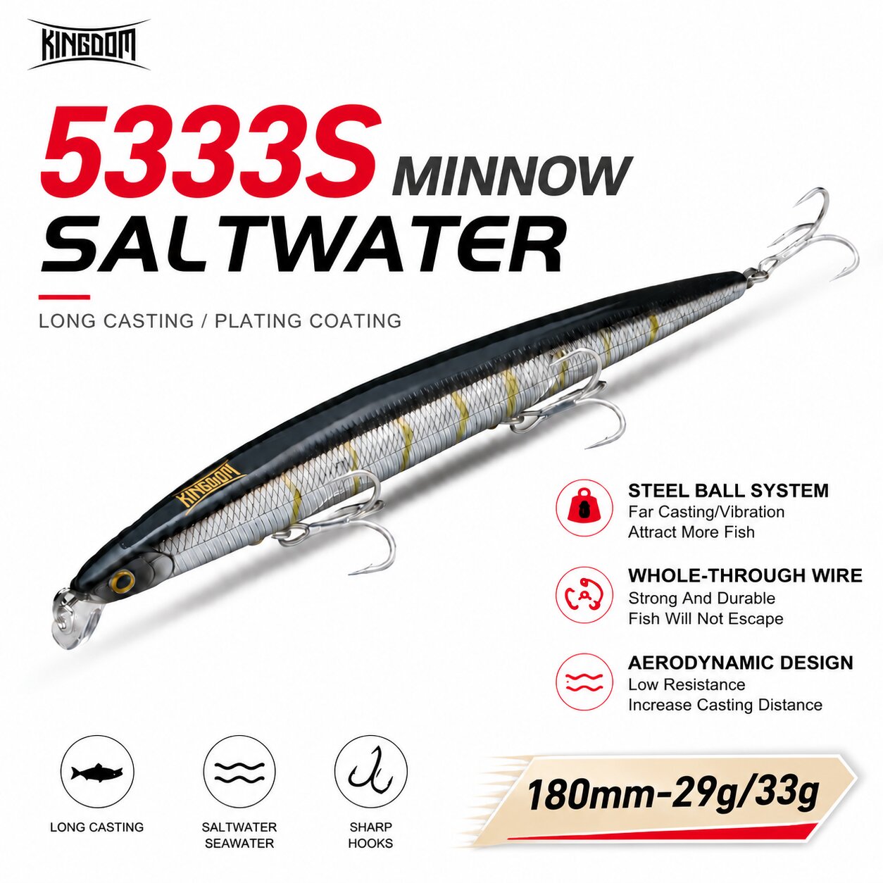 Fishing Lure Topwater - 킹덤 이스카 인공 낚시 루어 180mm